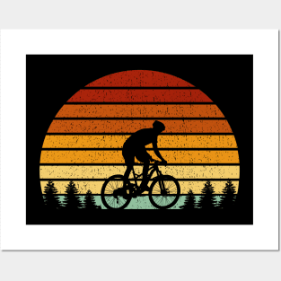 Vintage Sunset Mountain Biking Gift For Mountain Bikers Posters and Art